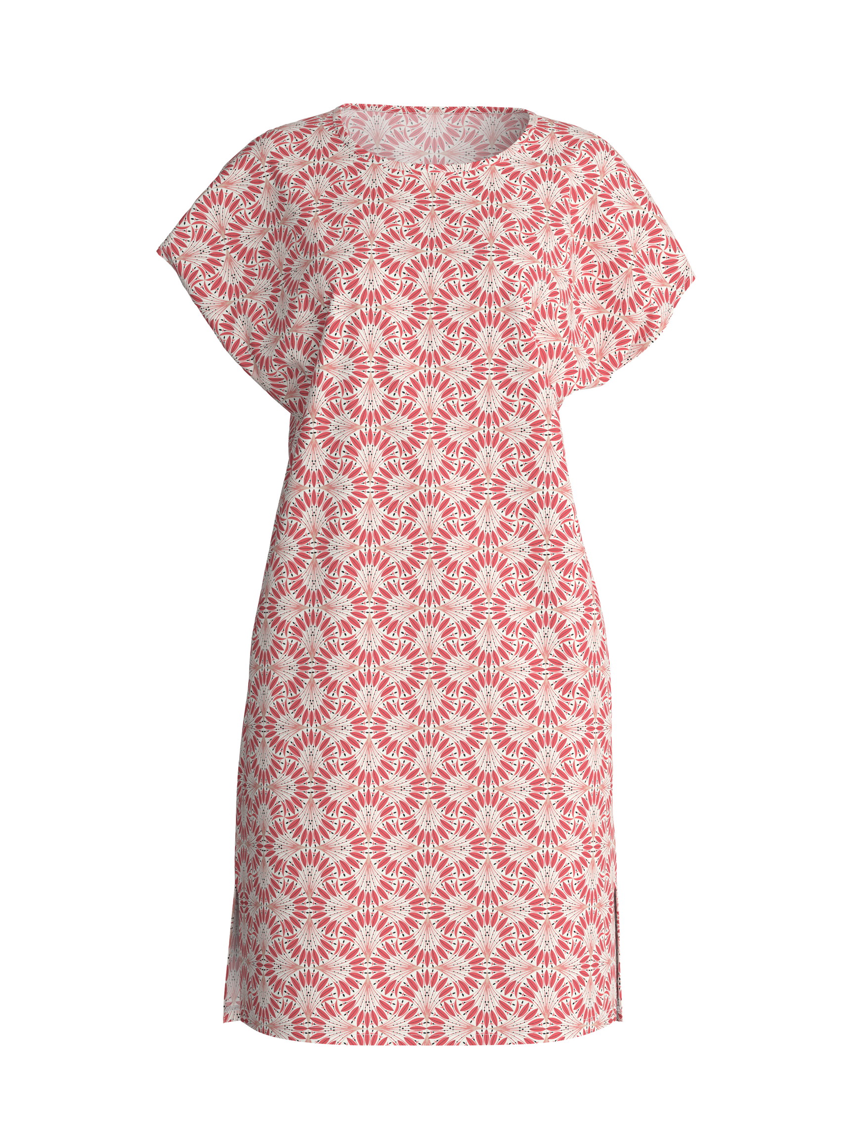 Damen - Kurzarm-Nachthemd, Länge 95 cm aus 100% Baumwolle in Rot, Gemustert aus Serie Cotton Special von CALIDA