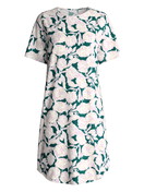 Women - Short-sleeved nightdress, length 95 cm made of 100% Cotton in Turquoise, Floral, from the Botanic Dreams series by CALIDA