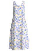 Femme - Chemise de nuit, longueur 125 cm en 100% coton de couleur Bleu, Floral, de la série Coastal Dreams de CALIDA