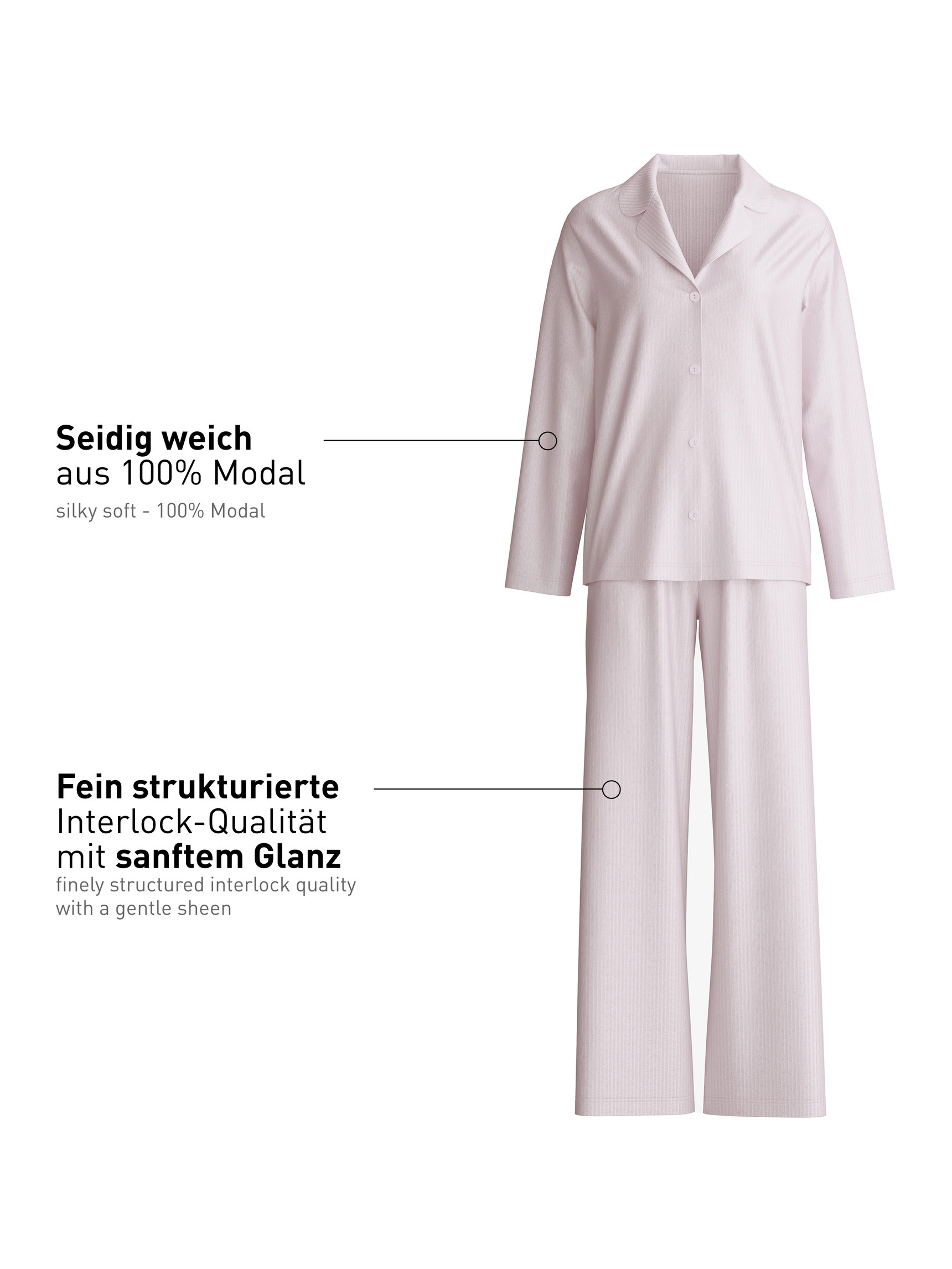 Damen - Pyjama aus TENCEL™ mit Knöpfen aus Modal in Violett, Gestreift aus Serie Striped Dreams von CALIDA