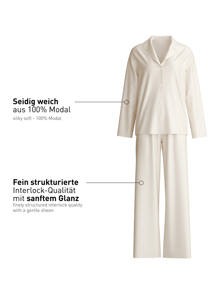 Donna - Pigiama con bottoni in Modal di colore Beige, A righe, della serie Striped Dreams di CALIDA