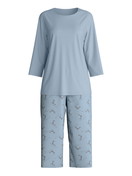 Damen - Capri-Pyjama aus 100% Baumwolle in Blau, Gemustert aus Serie Hotel Nights von CALIDA