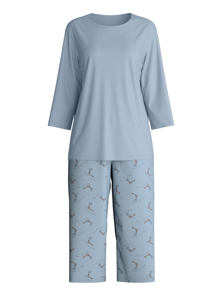 Femme -  en 100% coton de couleur Bleu, À motifs, de la série Hotel Nights de CALIDA
