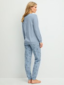 Women model is wearing  made of 100% Cotton in Blue, Patterned from the Hotel Nights series by CALIDA, Back view