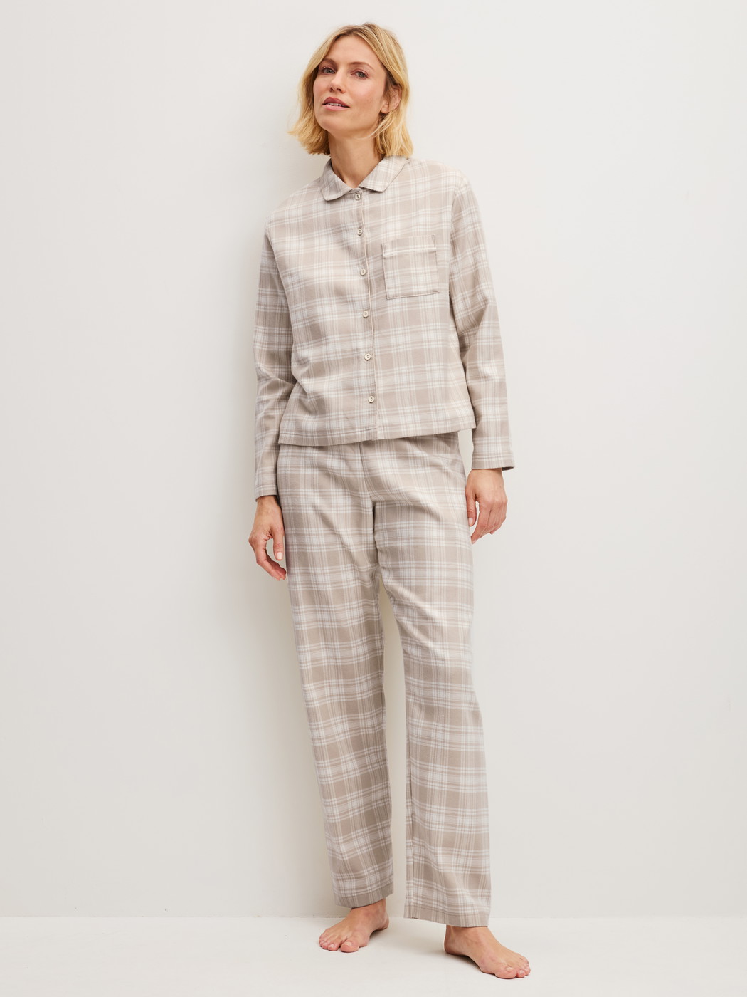 Women model is wearing  made of Cotton in Brown, Checked from the Plaid Dreams series by CALIDA, Front view