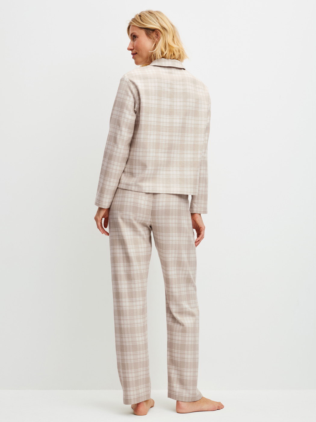 Women model is wearing  made of Cotton in Brown, Checked from the Plaid Dreams series by CALIDA, Back view