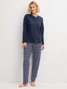 Women model is wearing  made of 100% Cotton in Blue, Patterned from the Midnight Hearts series by CALIDA, Front view
