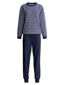 Damen - Bündchen-Pyjama aus 100% Baumwolle in Blau, Gemustert aus Serie Midnight Hearts von CALIDA