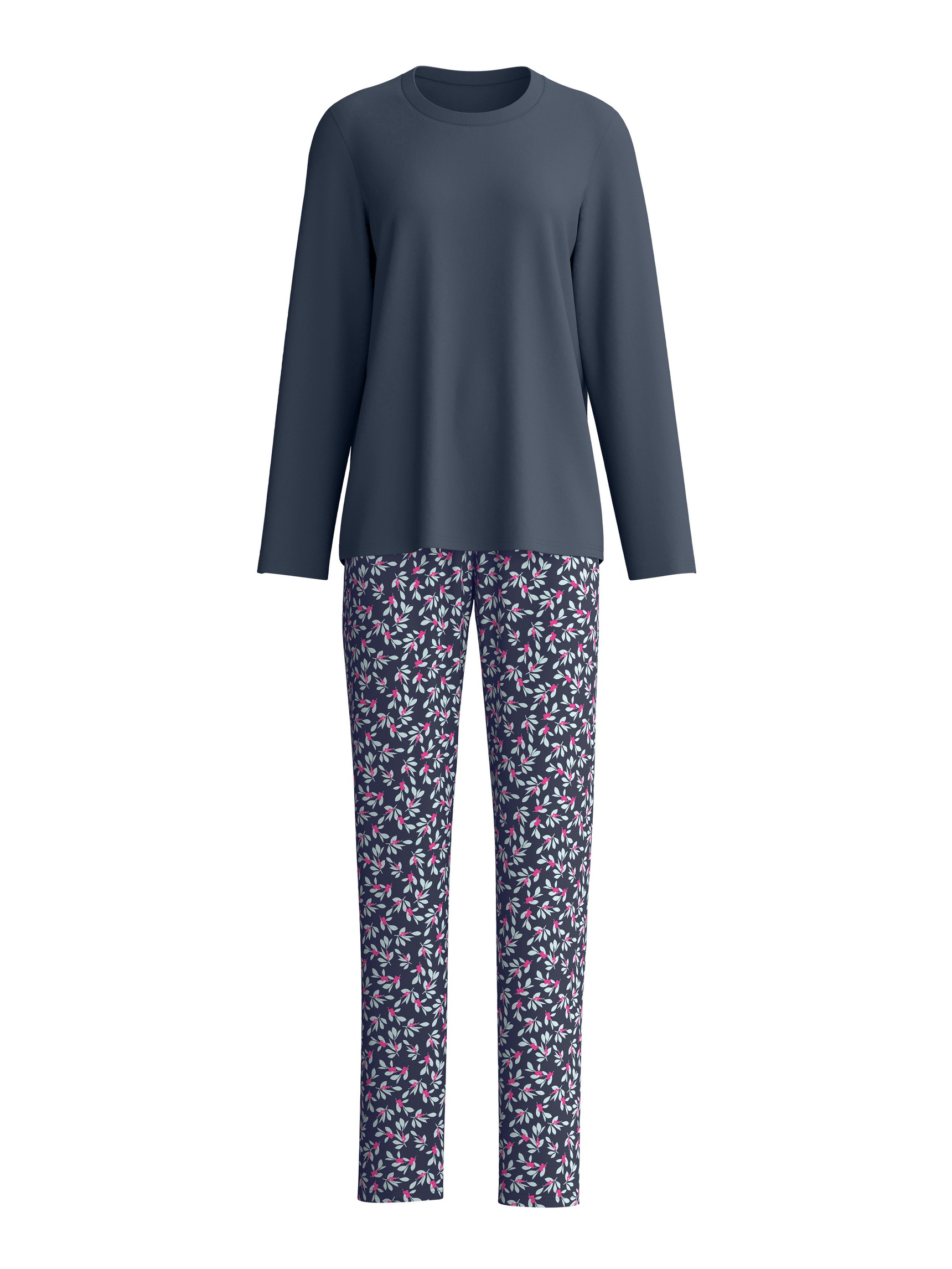 Damen - Pyjama, lang aus 100% Baumwolle in Blau, Gemustert aus Serie Family & Friends von CALIDA