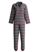 Damen - Flanell-Pyjama mit Knöpfen aus 100% Baumwolle in Blau, Kariert aus Serie Holiday Dreams von CALIDA