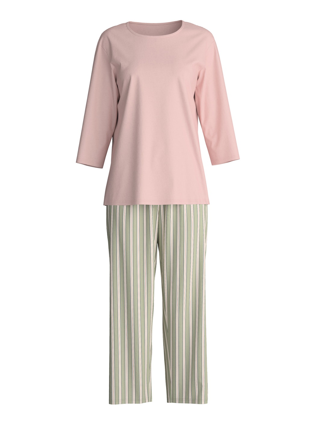 Women - 7/8 - Pyjamas made of 100% Cotton in Green, Striped, from the Cotton Special series by CALIDA
