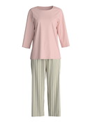 Femme - 7/8 - Pyjama en 100% coton de couleur Vert, Rayée, de la série Cotton Special de CALIDA