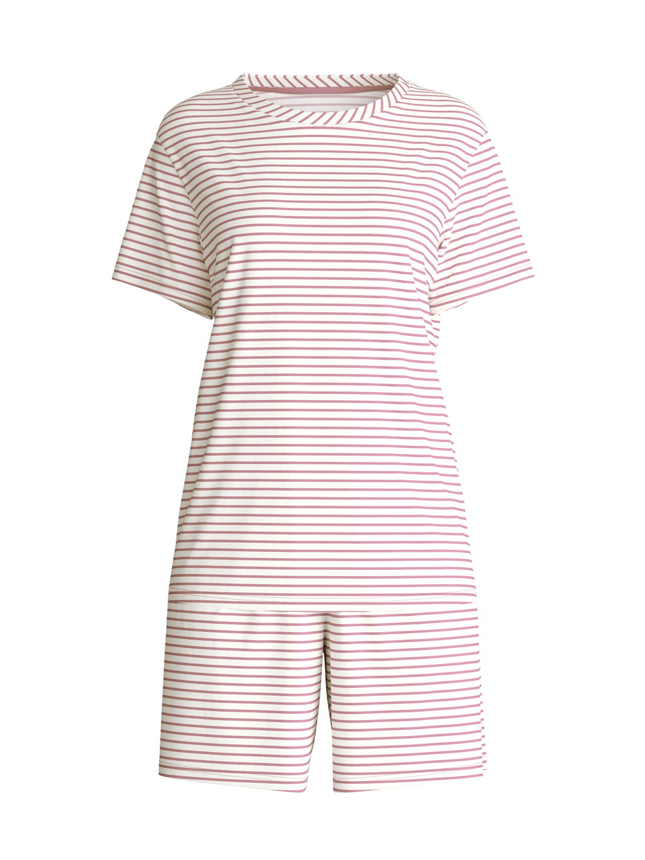 Women - Short pyjamas made of 100% Cotton in Purple, Striped, from the Nightwear Xtra series by CALIDA