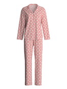 Damen - Pyjama mit Knöpfen aus 100% Baumwolle in Rot, Gemustert aus Serie Cotton Special von CALIDA