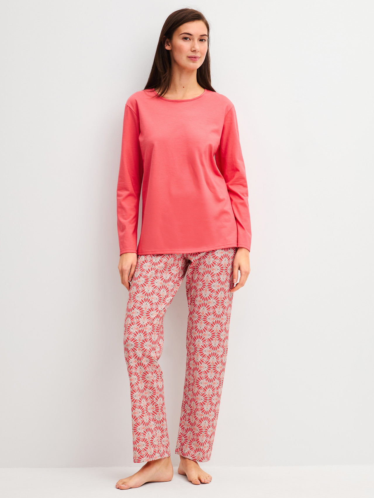 CALIDA Cotton Special Pyjama, langfür Damen, M, Rot, Natürlich weich – dein Pyjama für jede Jahreszeit