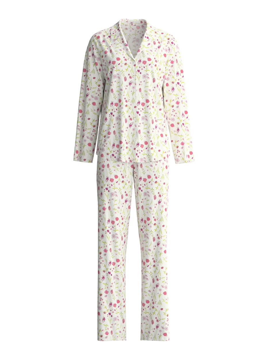 Femme - Pyjama à boutons en 100% coton de couleur Rose, Floral, de la série Cotton Special de CALIDA