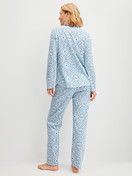 Le mannequin Femme porte le/la Pyjama à boutons en 100% coton de couleur Bleu, À motifs, de la série Cotton Special de CALIDA, Vue arrière