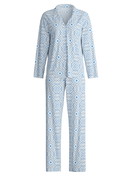 Femme - Pyjama à boutons en 100% coton de couleur Bleu, À motifs, de la série Cotton Special de CALIDA