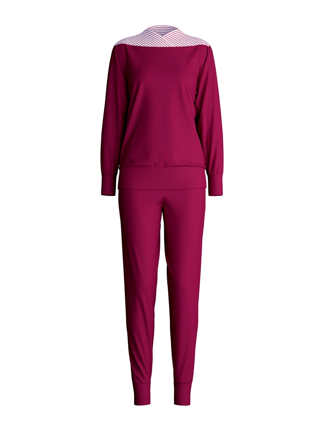 Damen - Bündchen-Pyjama aus 100% Baumwolle in Rosa, Einfarbig aus Serie Soulmate von CALIDA