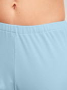 Women model is wearing Pyjama with cuff made of 100% Cotton in Blue, Unicoloured from the Season Special series by CALIDA, Detail