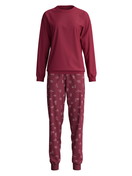 Damen - Bündchen-Pyjama aus 100% Baumwolle in Rot, Gemustert aus Serie Family & Friends von CALIDA