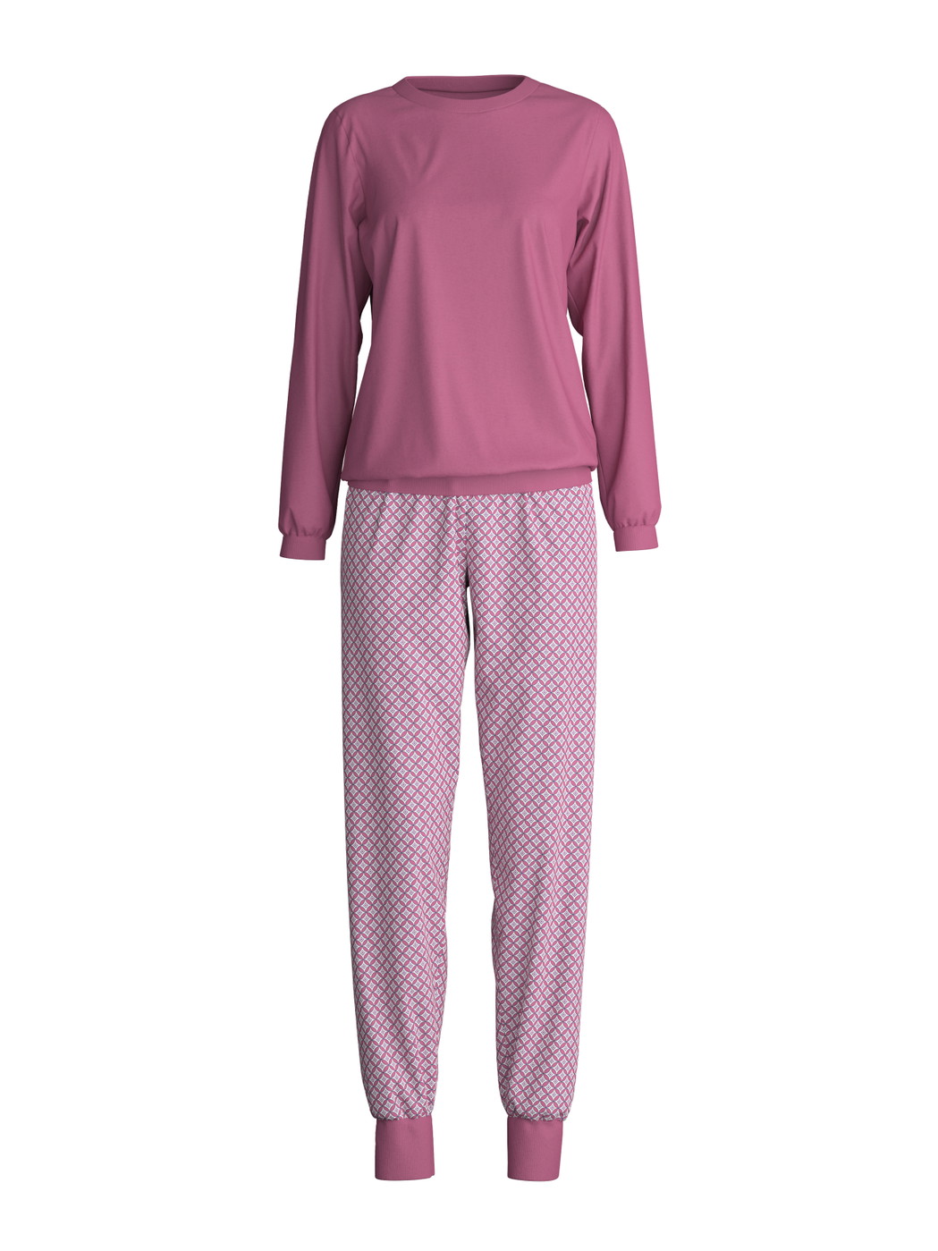 Damen - Bündchen-Pyjama aus 100% Baumwolle in Violett, Motiv aus Serie Cotton Special von CALIDA