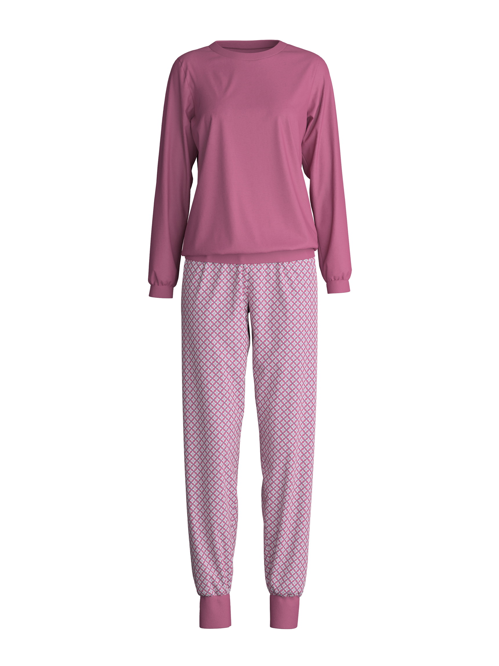 Women - Pyjama with cuff made of 100% Cotton in Purple, Motif, from the Cotton Special series by CALIDA
