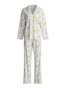 Damen - Pyjama mit Knöpfen aus 100% Baumwolle in Blau, Gemustert aus Serie EDITION 85 von CALIDA