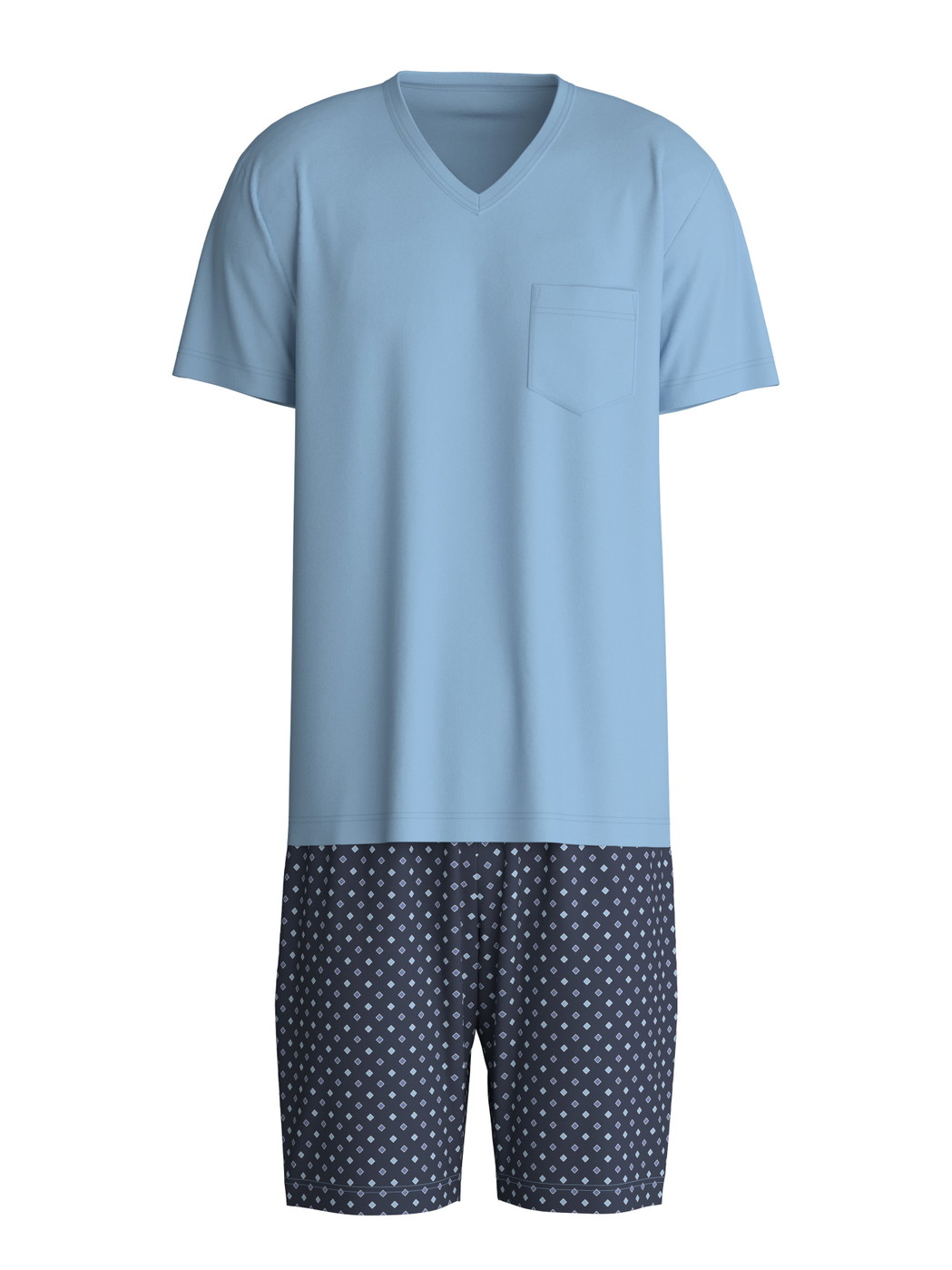 Men - Short pyjama made of 100% Cotton in Blue, Patterned, from the Relax Streamline series by CALIDA