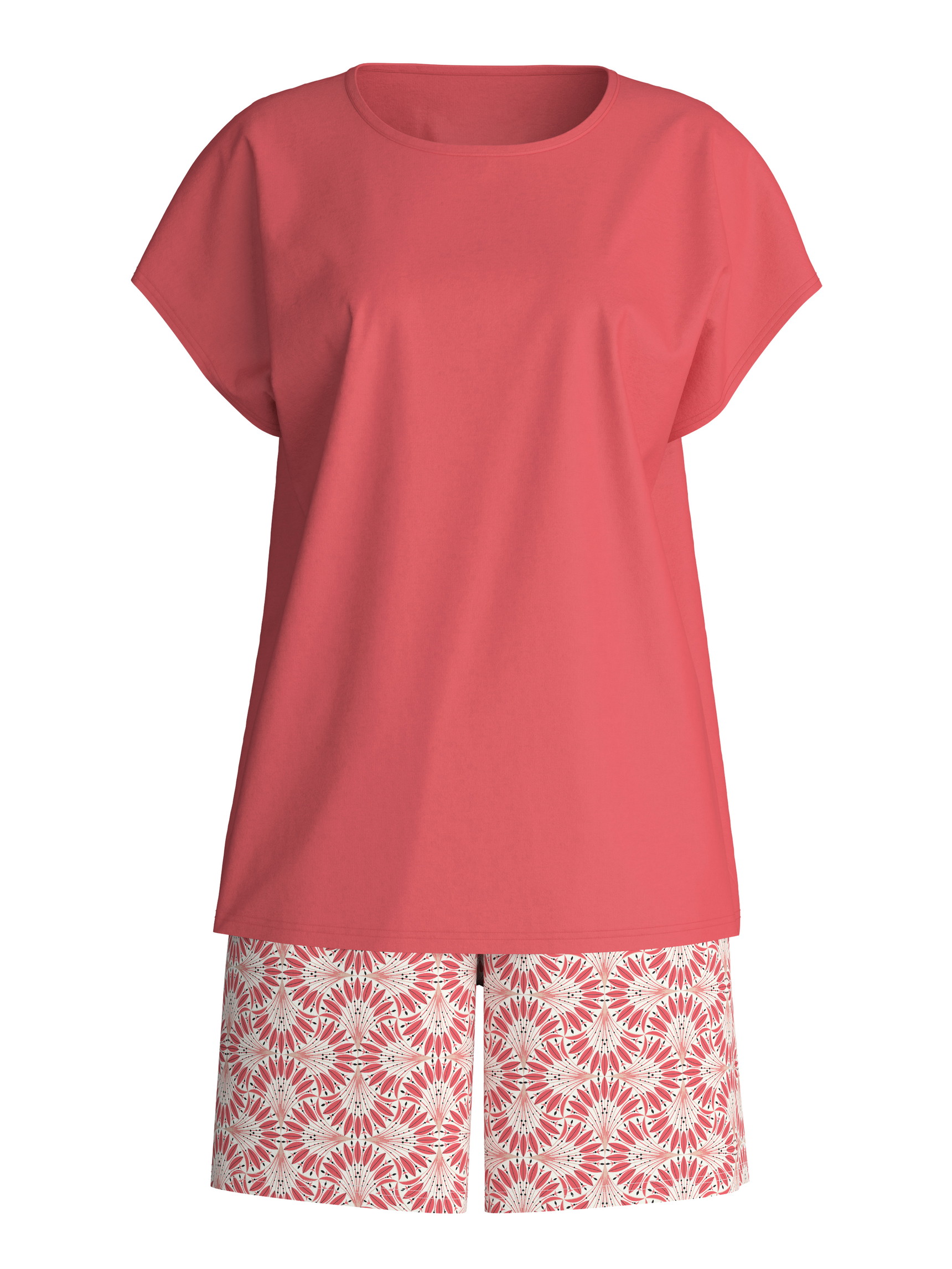 Damen - Kurz-Pyjama aus 100% Baumwolle in Rot, Gemustert aus Serie Cotton Special von CALIDA