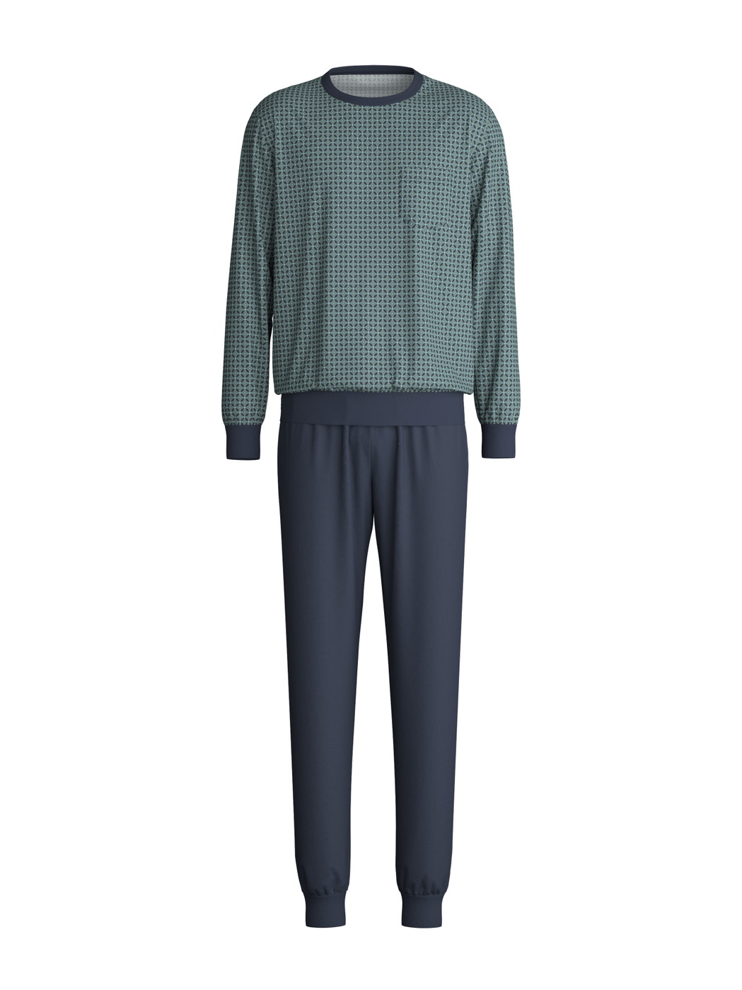 Uomo - Pigiama con polsini in 100% cotone di colore Verde, Modello, della serie Relax Comfy 3 di CALIDA