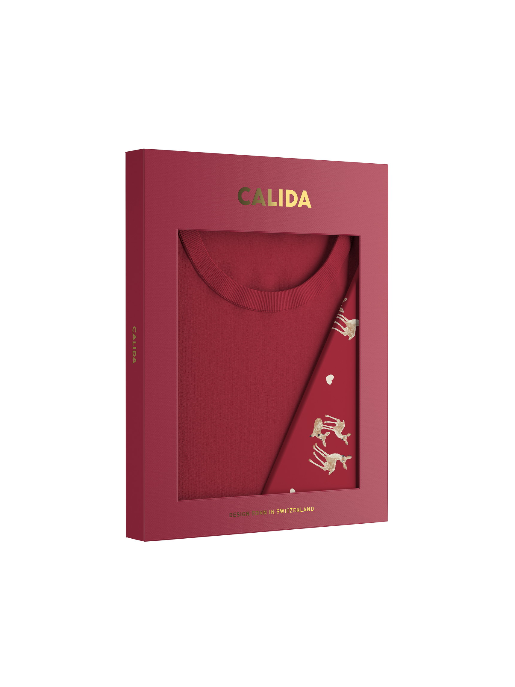 Women - Pyjamas, long made of 100% Cotton in Red, Motif, from the Family & Friends series by CALIDA, Hollow, White background