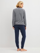 Women model is wearing  made of Cotton in Blue, Striped from the Soft Dreams series by CALIDA, Back view