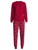 Women - Pyjama with cuff made of 100% Cotton in Red, Patterned, from the Family & Friends series by CALIDA