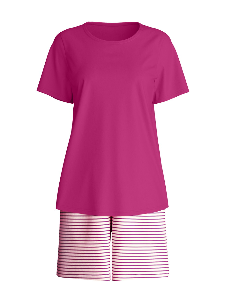 Femme - Pyjama court en 100% coton de couleur Rouge, À motifs, de la série Cotton Special de CALIDA