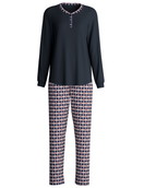Femme - Pyjama, longue en 100% coton de couleur Bleu, À carreaux, de la série Family & Friends de CALIDA