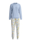 Women - Pyjama with cuff made of 100% Cotton in Blue, Patterned, from the EDITION 85 series by CALIDA