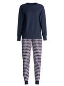 Damen - Bündchen-Pyjama aus 100% Baumwolle in Blau, Kariert aus Serie Family & Friends von CALIDA