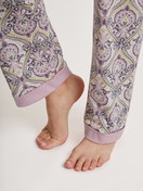 Women model is wearing Pyjama made of 100% Cotton in Purple, Floral from the Orient Dreams series by CALIDA