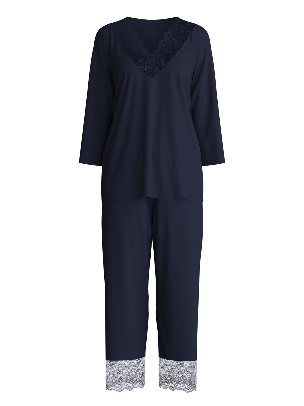 Damen - 7/8-Pyjama aus Modal in Blau, Spitze aus Serie Elegant Dreams von CALIDA