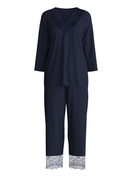 Damen - 7/8-Pyjama aus Modal in Blau, Spitze aus Serie Elegant Dreams von CALIDA