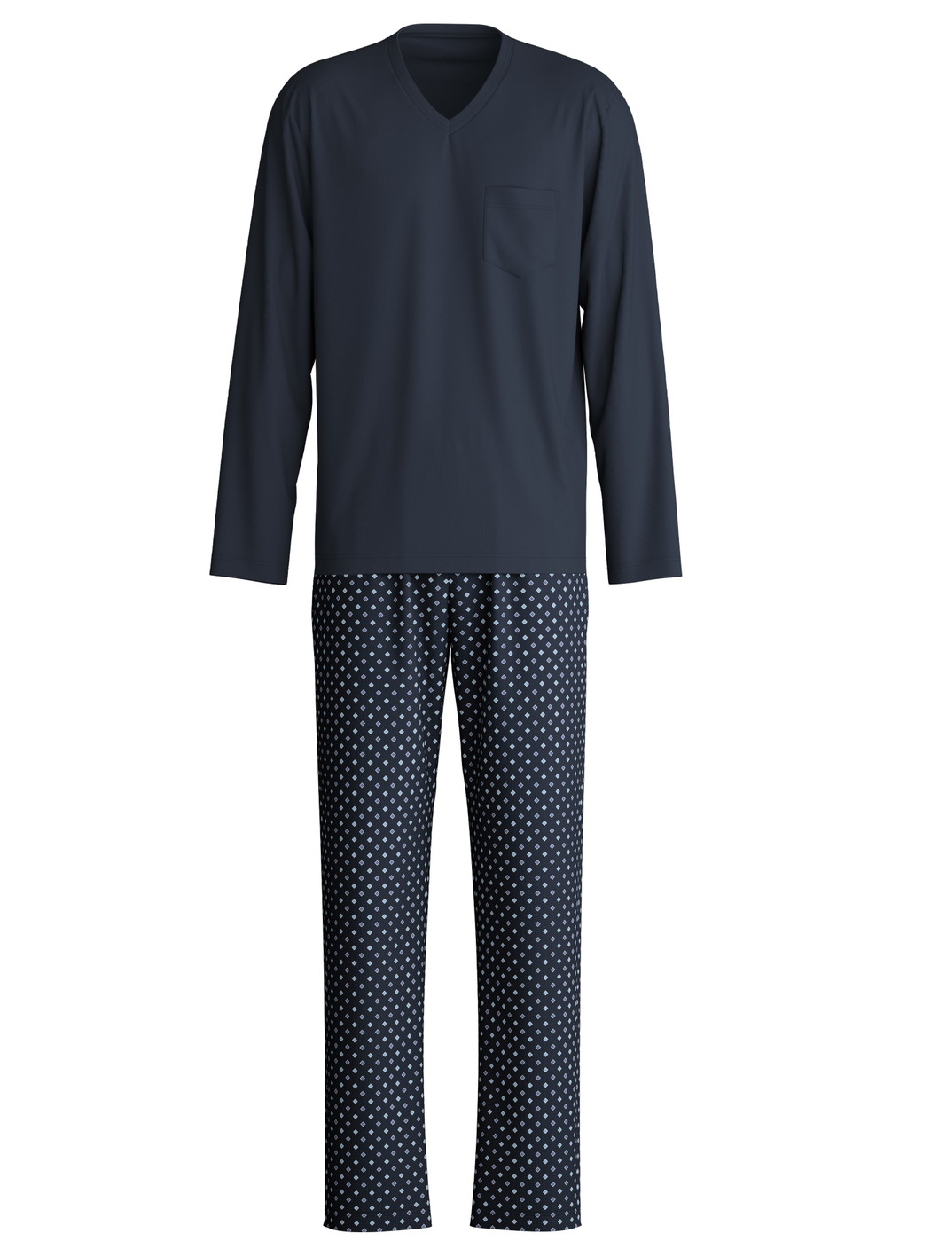 Homme - Pyjama, longue en 100% coton de couleur Bleu, À motifs, de la série Relax Streamline de CALIDA