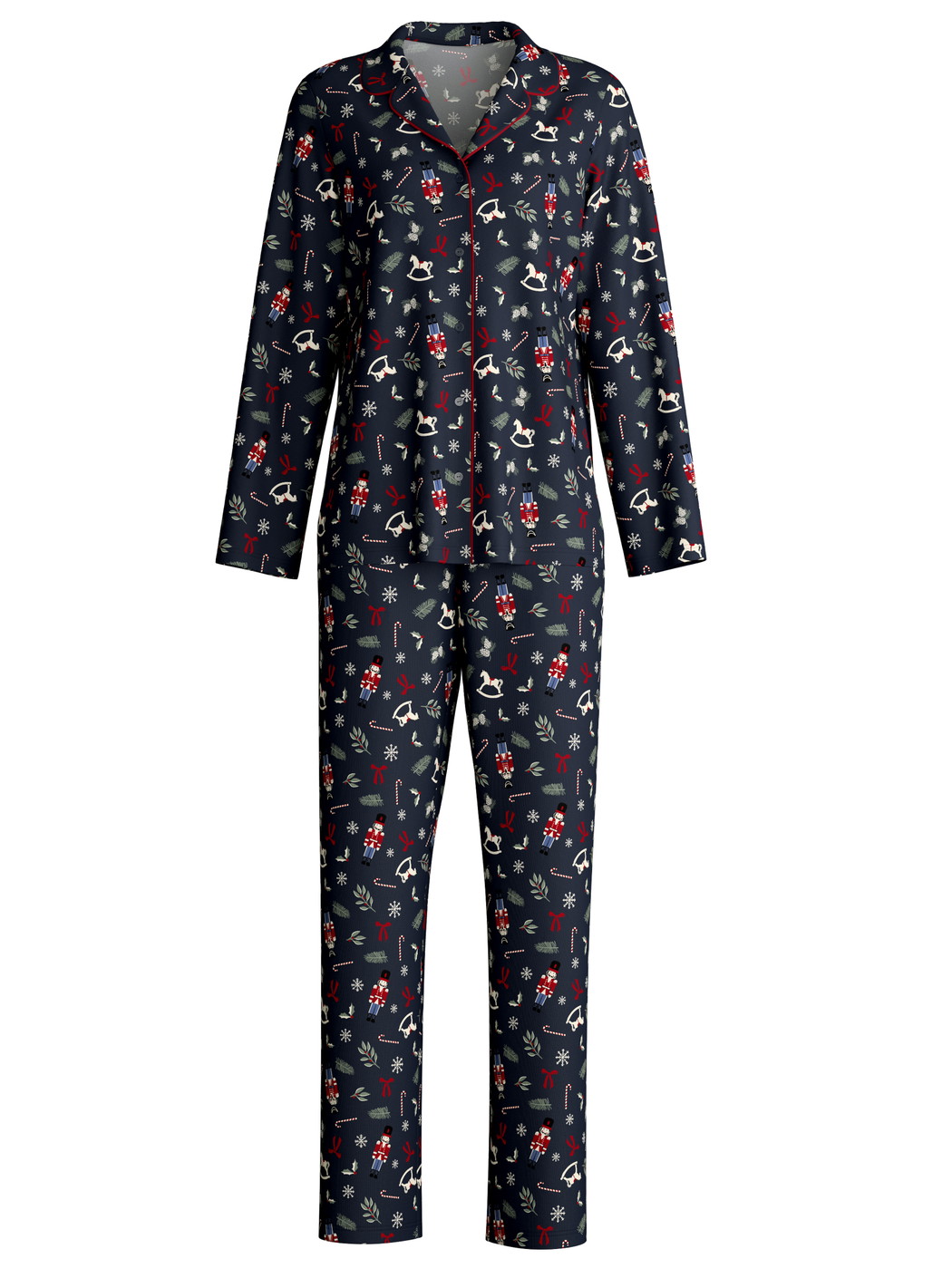 Women - Button-Up Pyjama made of 100% Cotton in Blue, Patterned, from the Family & Friends series by CALIDA