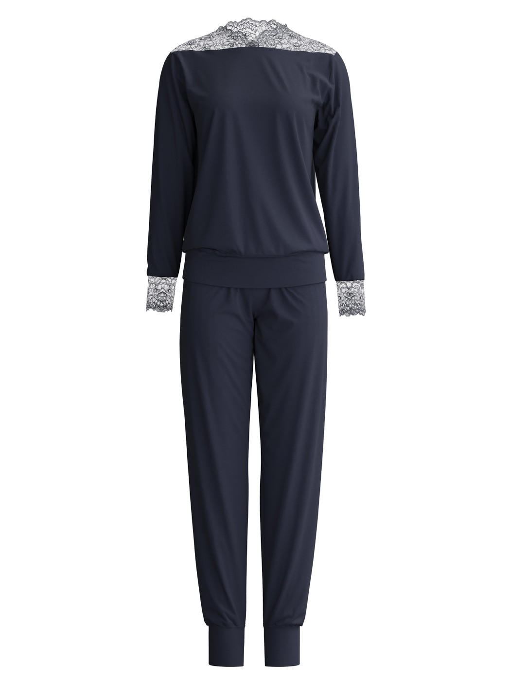 Damen - Bündchen-Pyjama aus Modal in Blau, Spitze aus Serie Elegant Dreams von CALIDA