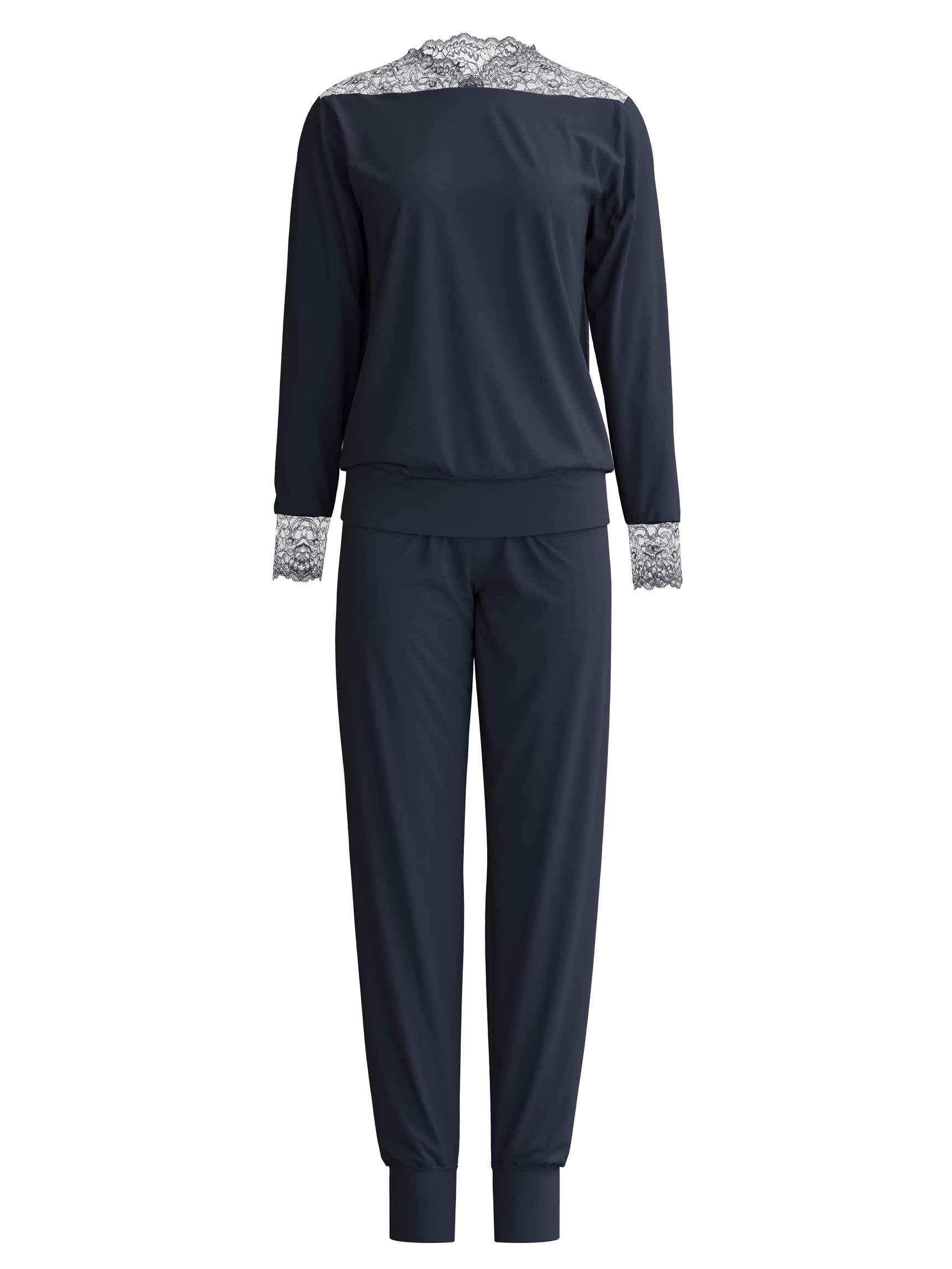 Women - Pyjama with cuff made of Modal in Blue, Lace, from the Elegant Dreams series by CALIDA