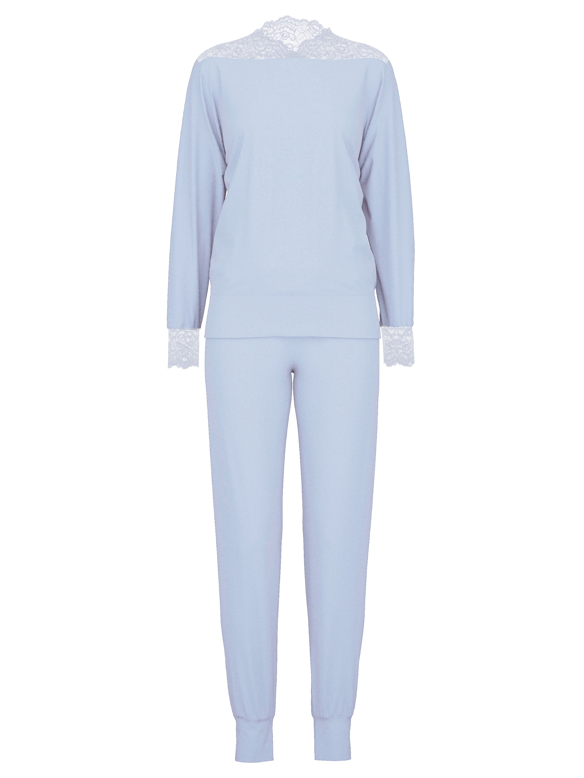 Women - Pyjama with cuff made of Modal in Blue, Lace, from the Elegant Dreams series by CALIDA