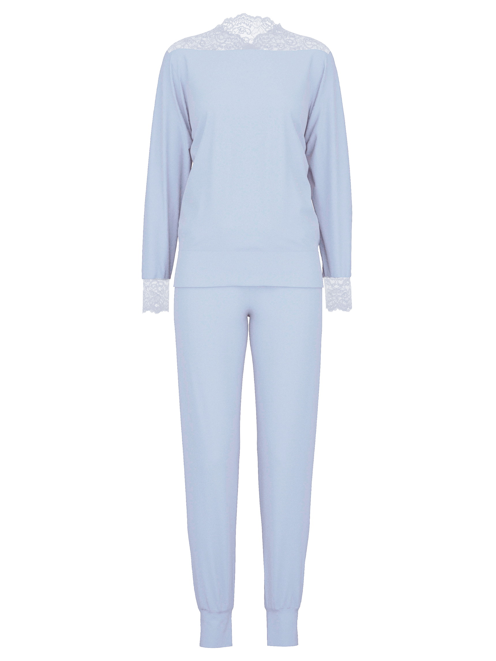 Damen - Bündchen-Pyjama aus Modal in Blau, Spitze aus Serie Elegant Dreams von CALIDA