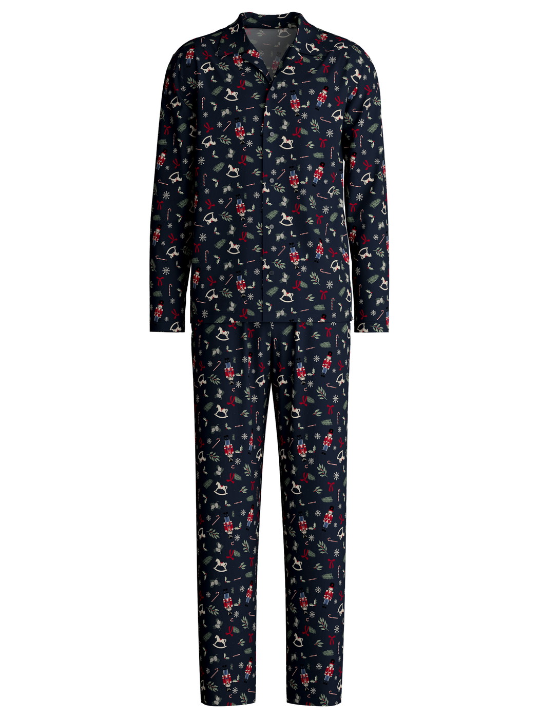 Herren - Pyjama mit Knöpfen aus 100% Baumwolle in Blau, Gemustert aus Serie Family & Friends von CALIDA