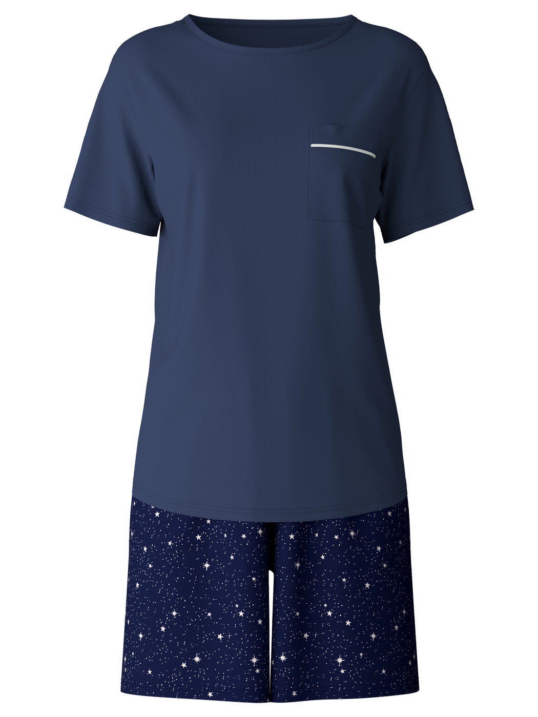 Women - Short pyjama made of 100% Cotton in Blue, Patterned, from the Sweet Dreams series by CALIDA
