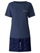 Women - Short pyjama made of 100% Cotton in Blue, Patterned, from the Sweet Dreams series by CALIDA